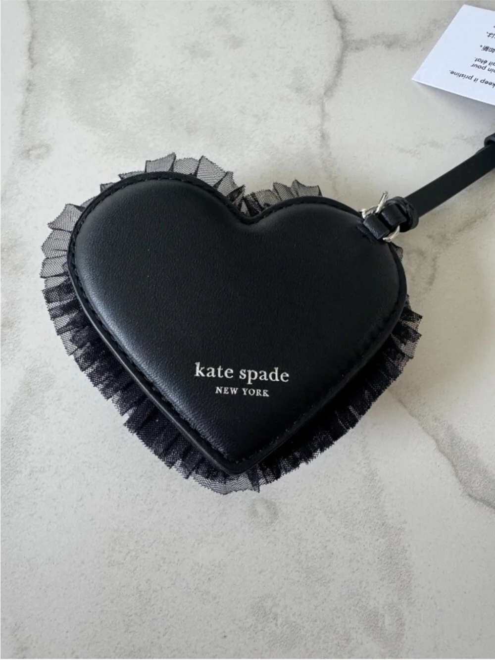 kate spade Black Heart Charm with Tulle Trim